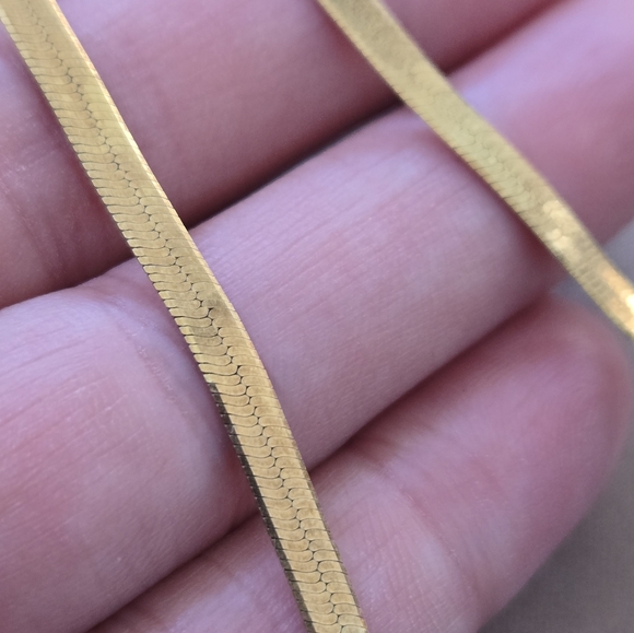 Sterling Silver Gold Vermeil Herringbone Necklace - Picture 7 of 11